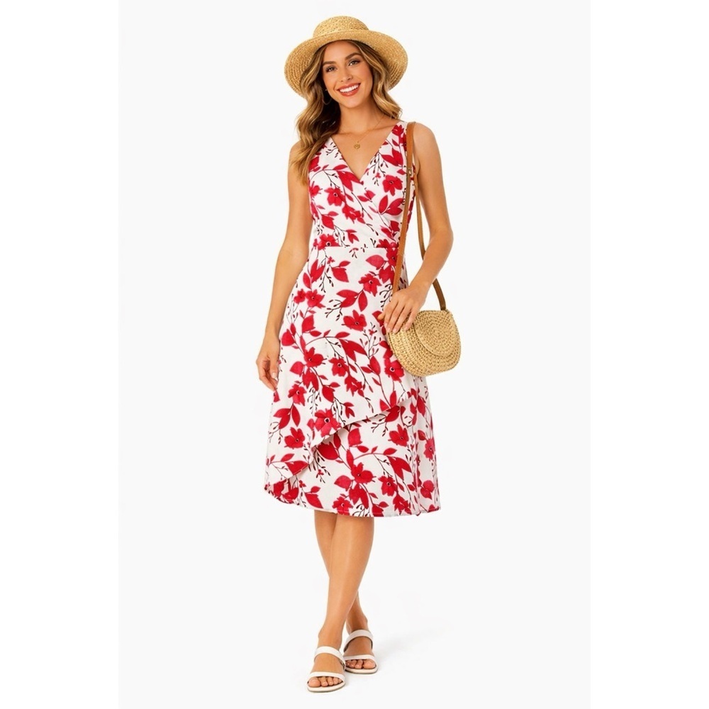 BANANA REPUBLIC White Floral Midi Dress - Picture 2 of 9